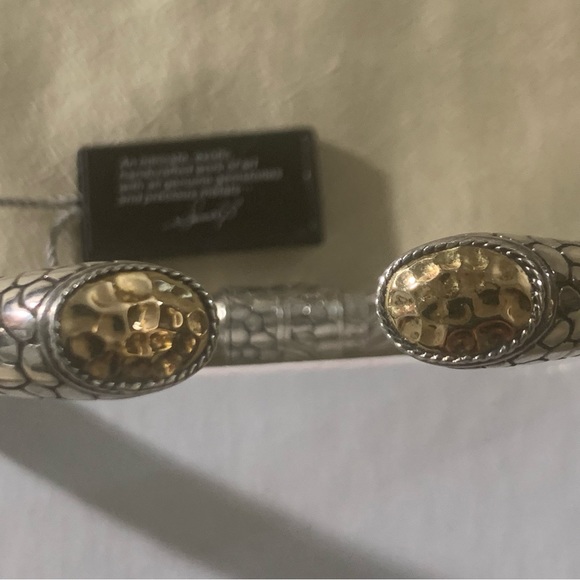 Samuel B. Sterling Silver Cable & 18K Hammered Gold Bangle Bracelet - Picture 5 of 9